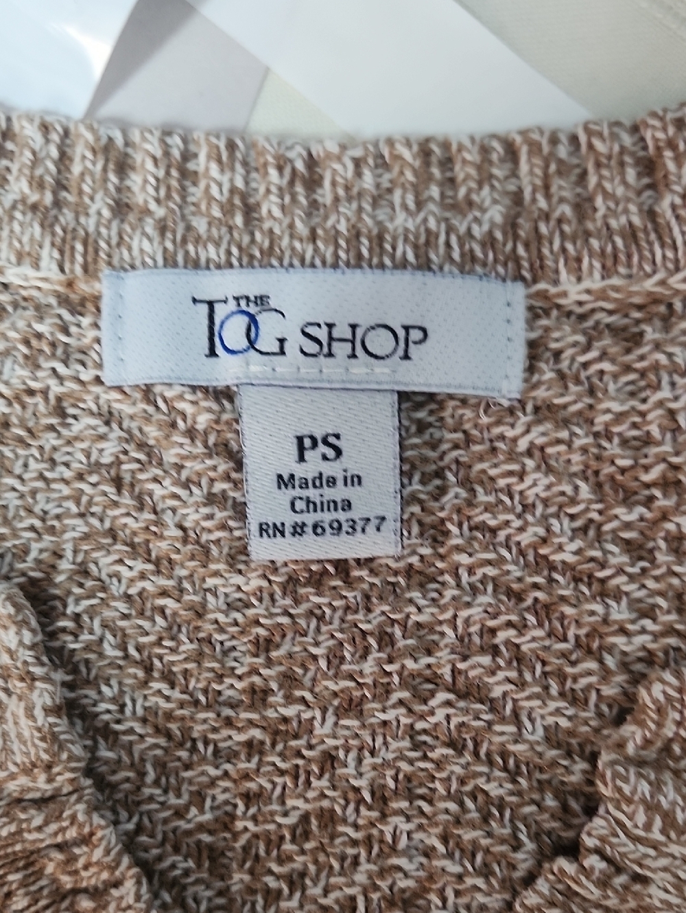 Classic V-Neck Short-Sleeve Knit Top - Beige - Picture 4 of 4
